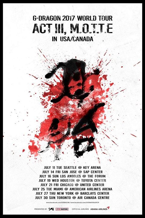 G-Dragon Announces Cities For 